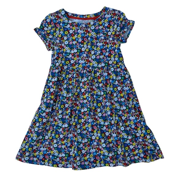 Mini Boden Girls Fun Jersey Dress 6/7Y | Blue Floral, Pockets, Soft Cotton, EUC - Picture 5 of 7